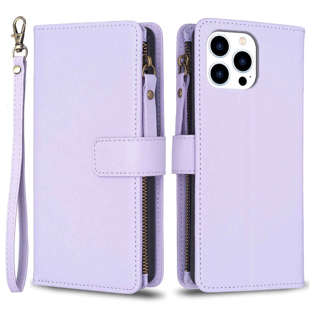 BF Style-19 for iPhone 14 Pro Zipper Pocket PU Leather TPU Phone Case Stand Wallet Cover BF Style-19 for iPhone 14 Pro Zipper Pocket PU Leather TPU Phone Case Stand Wallet Cover